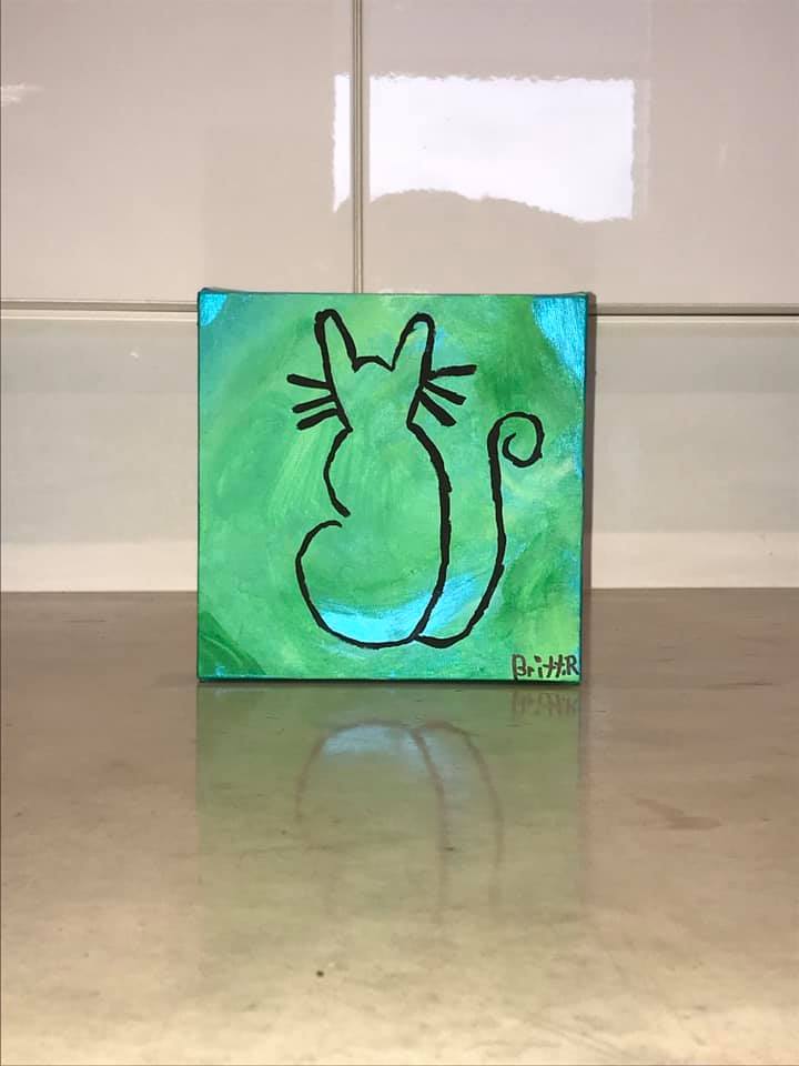 Blue & Green Cat Painting - Sew & Such & More