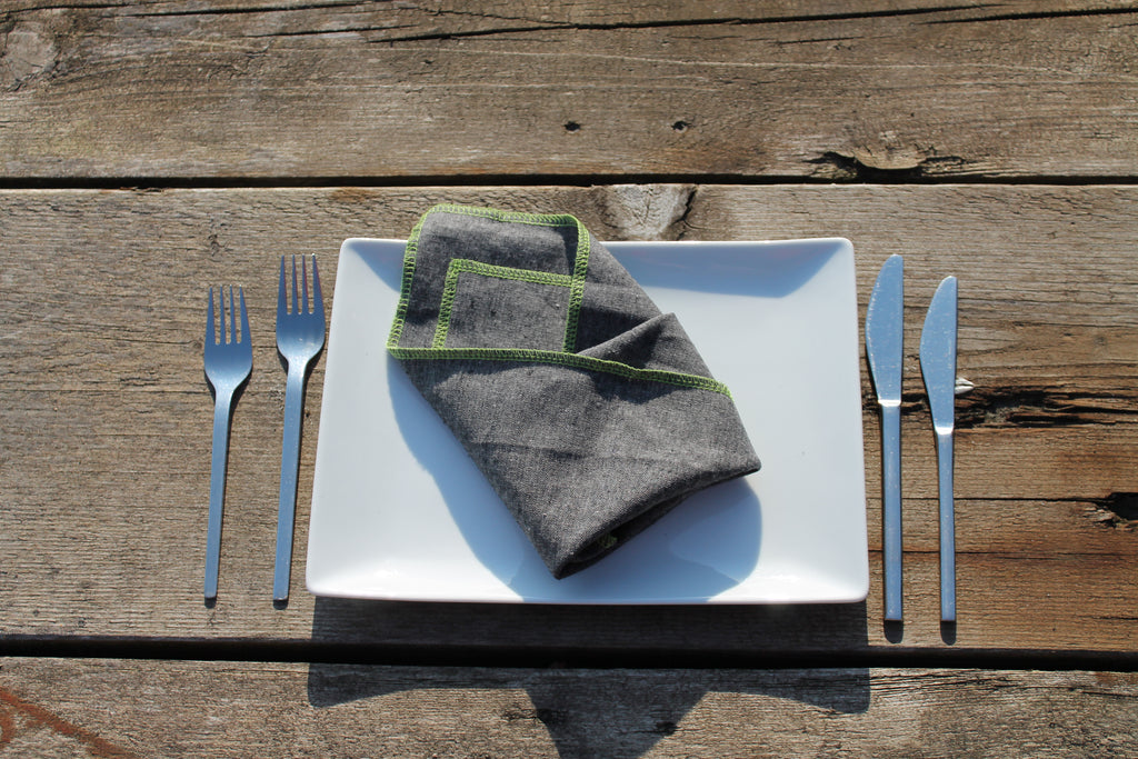 Lime Green and Dark Grey Napkins - Sew & Such & More