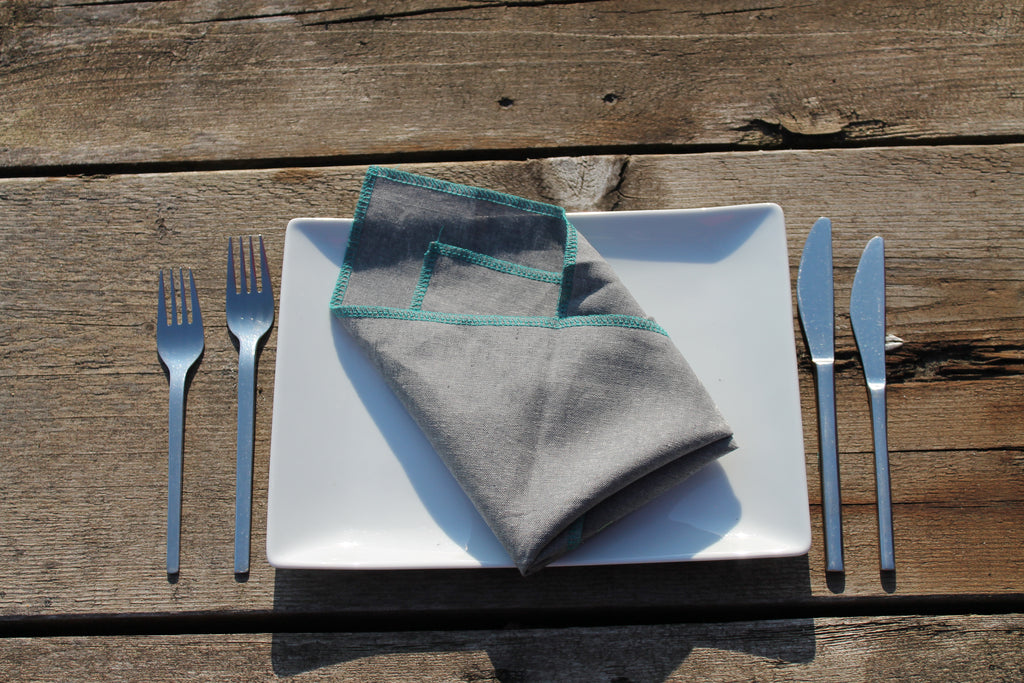 Blue and Light Grey Napkins - Sew & Such & More